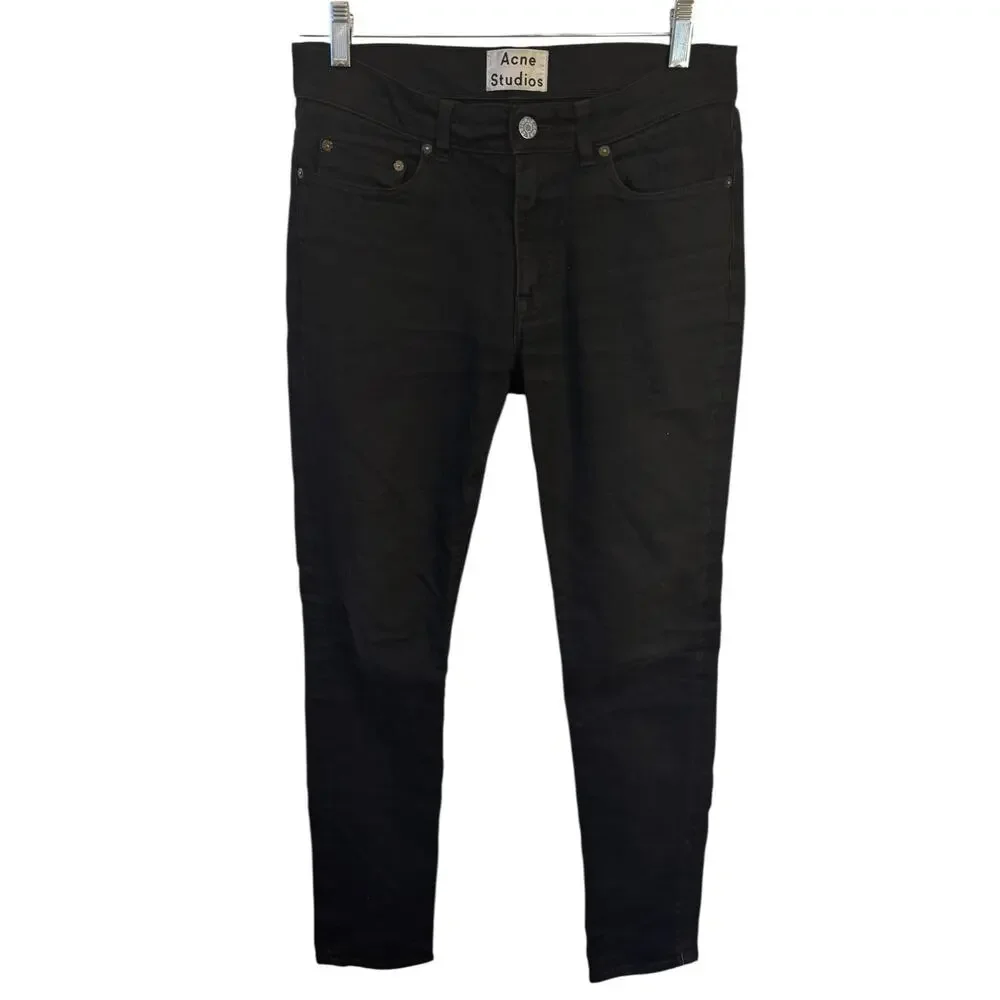 ACNE STUDIOS Thin Stay Cash Men’s Skinny Jeans Black Wash Cotton Blend Sz 30x32